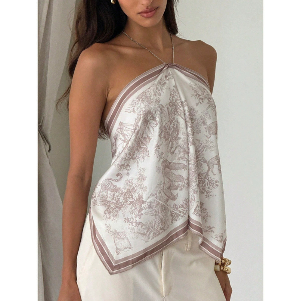 H&M Russian Resort Sexy Halter Neck Camisole Summer Top